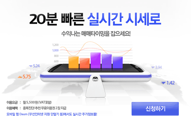 20분 빠른 실시간 시세 신청